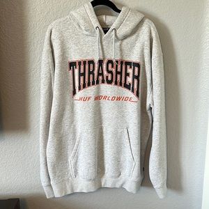 Thrasher x Huf worldwide hoodie gray size large